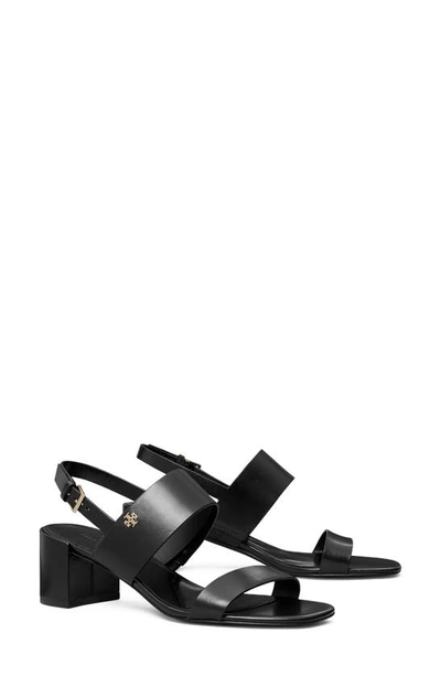 Shop Tory Burch Double T Slingback Sandal In Perfect Black / Perfect Black