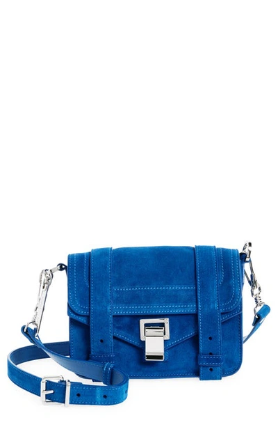 Shop Proenza Schouler Mini Ps1 Suede Crossbody Bag In Electric Blue