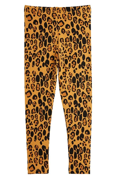 Shop Mini Rodini Kids' Leopard Print Leggings In Beige