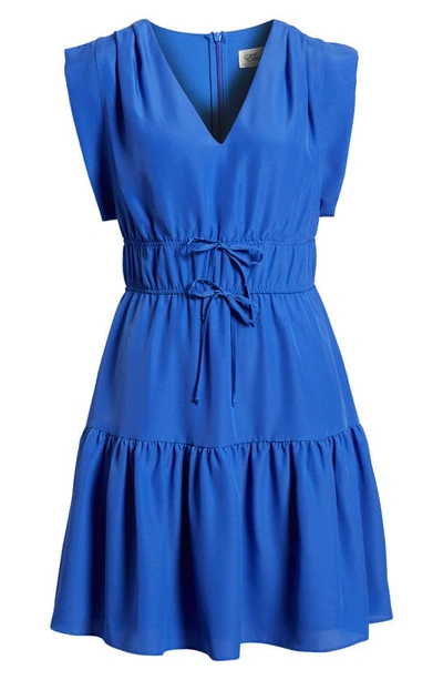 Shop Eliza J Obi Gathered Tie Waist Dress In Cobalt