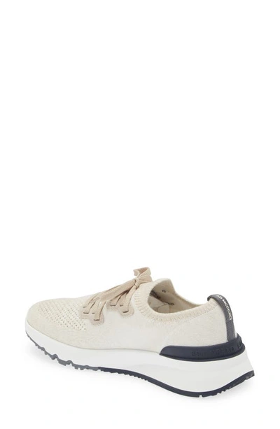 Brunello Cucinelli Mens Brand-embossed Knitted Low-top Trainers Beige In Neutral