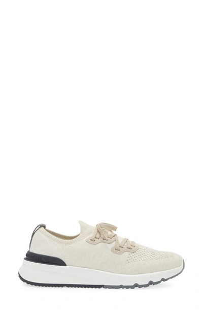 Brunello Cucinelli Mens Brand-embossed Knitted Low-top Trainers Beige In Neutral