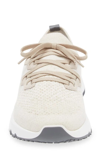 Brunello Cucinelli Mens Brand-embossed Knitted Low-top Trainers Beige In Neutral