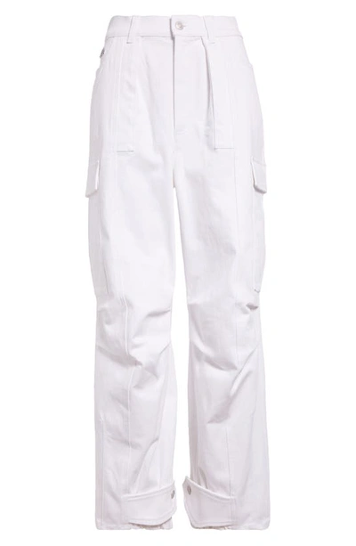 Shop Alexander Mcqueen Military High Waist Cargo Jeans In Opticalwhite