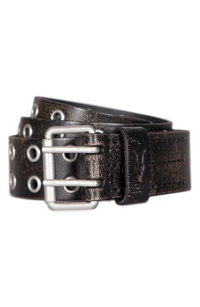 Shop Allsaints Sturge Double Prong Leather Belt In Black