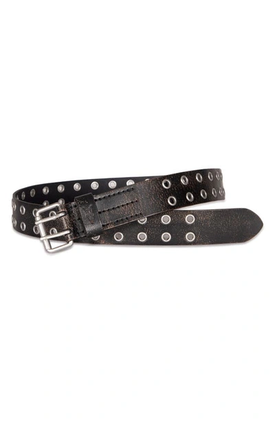 Shop Allsaints Sturge Double Prong Leather Belt In Black