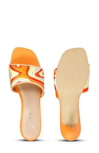 Shop Saint G Rina Kitten Heel Slide Sandal In Multi Orange