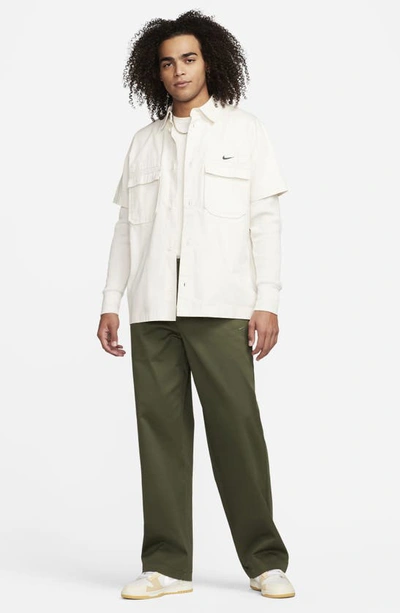 Shop Nike Life Stretch Cotton Chino Pants In Cargo Khaki/ Cargo Khaki