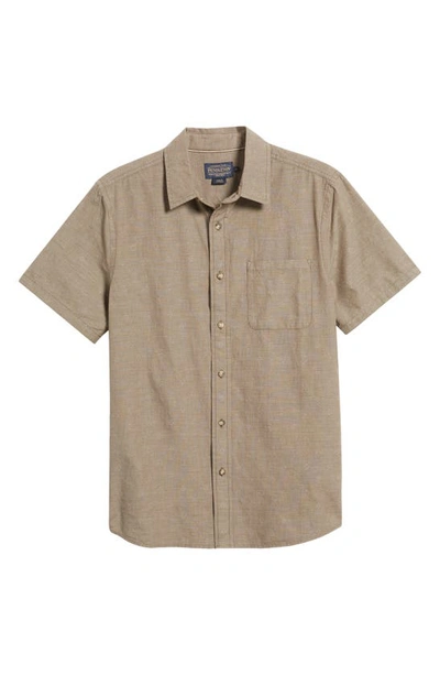 Shop Pendleton Colfax Diamond Dobby Short Sleeve Button-up Shirt In Mahogany