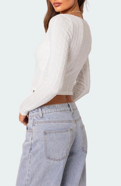 Edikted Women's Lorey Lacey Knit Top In White