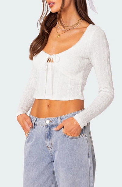 Edikted Women's Lorey Lacey Knit Top In White