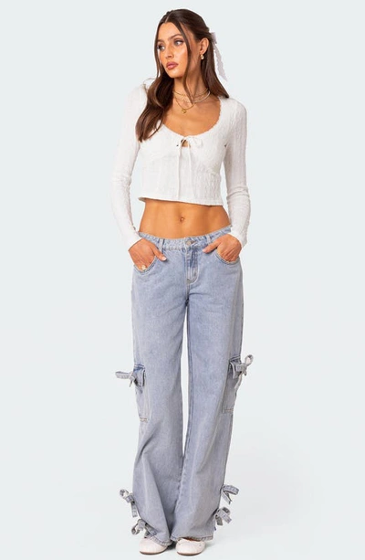 Edikted Women's Lorey Lacey Knit Top In White