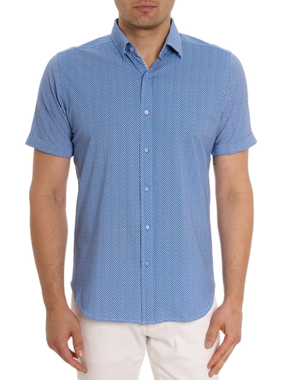 Shop Robert Graham Shuler Motion Short Sleeve Knit Shirt In Blue