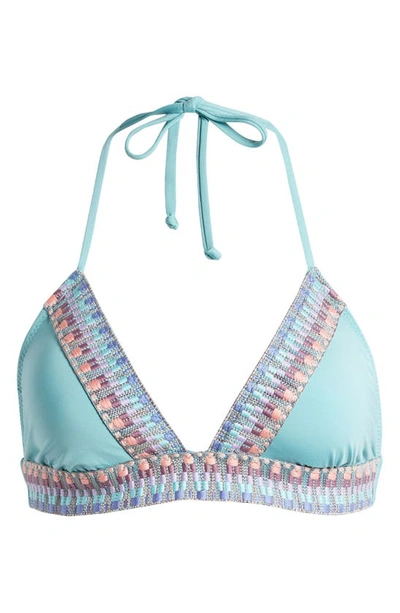 Shop Becca Fiesta Embroidered Bikini Top In Mineral