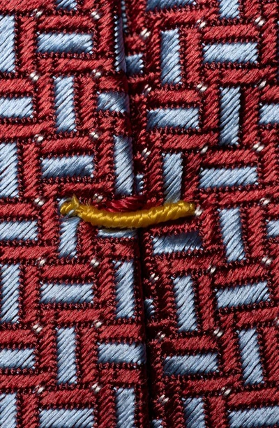 Shop Eton Geometric Silk Tie In Medium Red