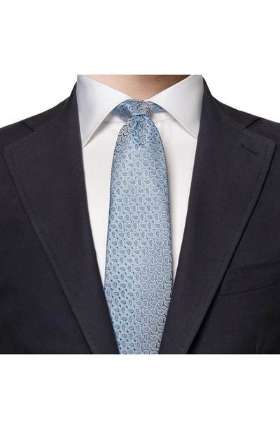 Shop Eton Micropaisley Silk Tie In Lt/ Pastel Blue