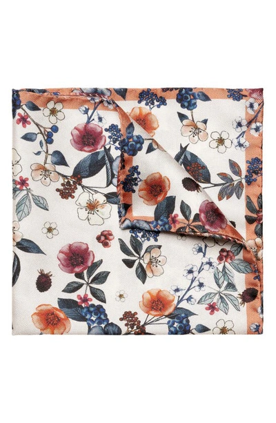 Shop Eton Floral Silk Pocket Square In Natural