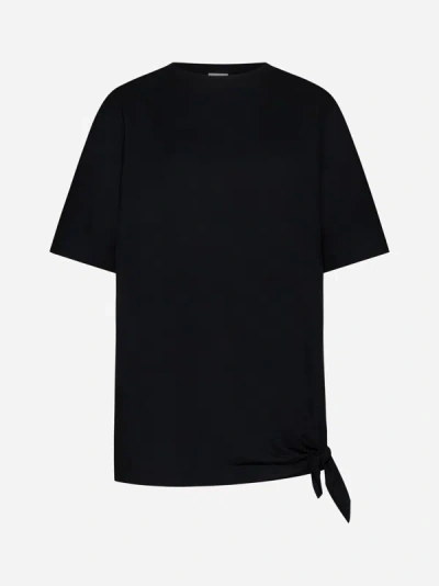 Shop Dries Van Noten Knot-detail Cotton T-shirt In Black