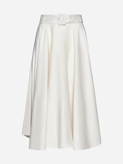 Shop Lardini Ventura Linen-blend Midi Skirt In Beige