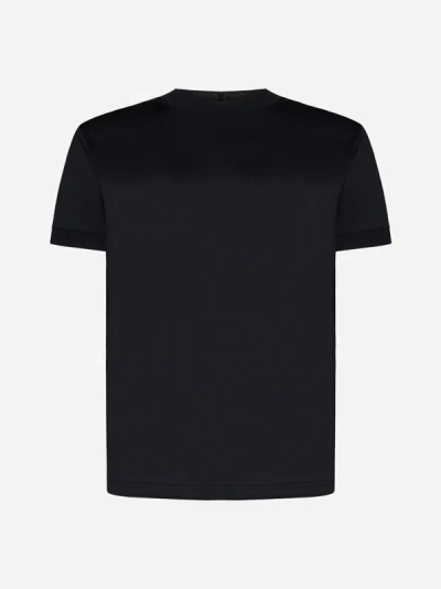 Shop Tagliatore Lisle Cotton T-shirt In Black