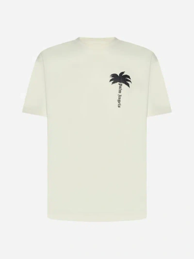 Shop Palm Angels The Palm Cotton T-shirt In Off White,black
