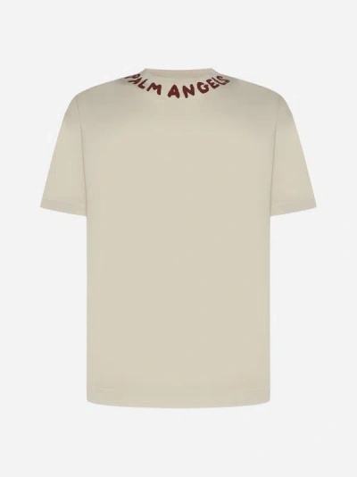 Shop Palm Angels Logo Cotton T-shirt In Off White,red