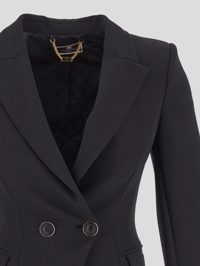Elisabetta Franchi Crepe Blazer In Black