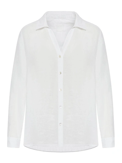 Shop 120% Lino Asymmetric Linen Shirt In White