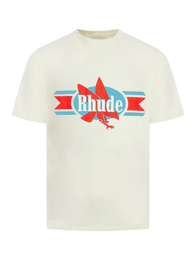 Shop Rhude Cotton T-shirt In White