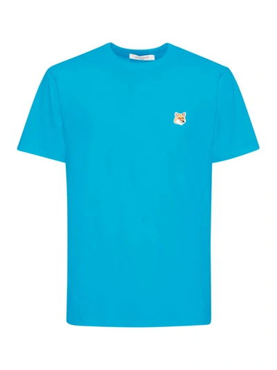 Shop Maison Kitsuné Fox Head Patch Regular Tee Shirt In Blue