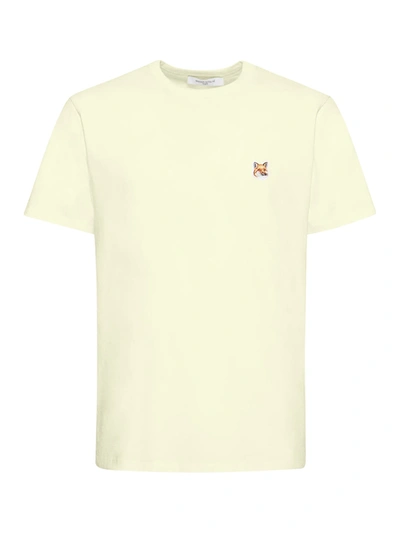 Shop Maison Kitsuné Fox Head Patch Regular Tee Shirt In Yellow & Orange