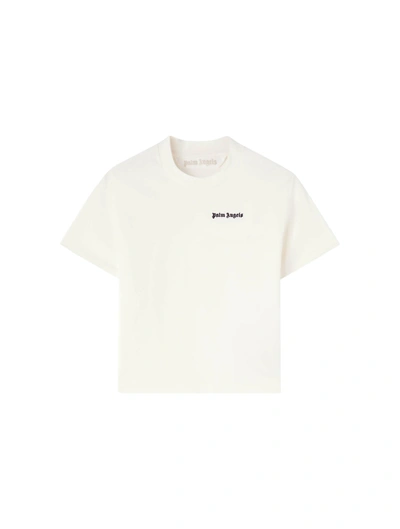 Shop Palm Angels Logo-embroidered Cotton T-shirt In White