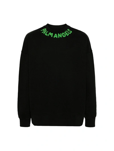 Shop Palm Angels Logo-print Cotton Sweatshirt In Black