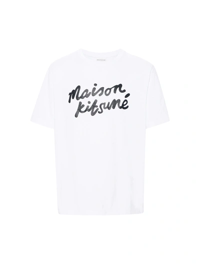 Shop Maison Kitsuné Maison Kitsune Handwriting Comfort Tee-shirt In White