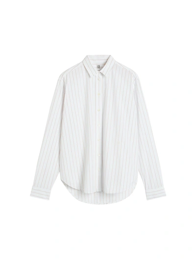 Shop Totême Signature Cotton Shirt White/ochre