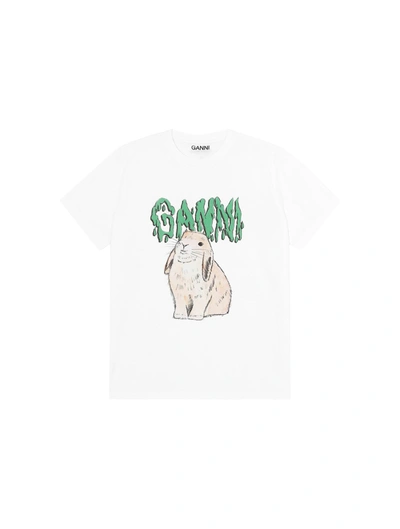 Shop Ganni T-shirt Bunny In White