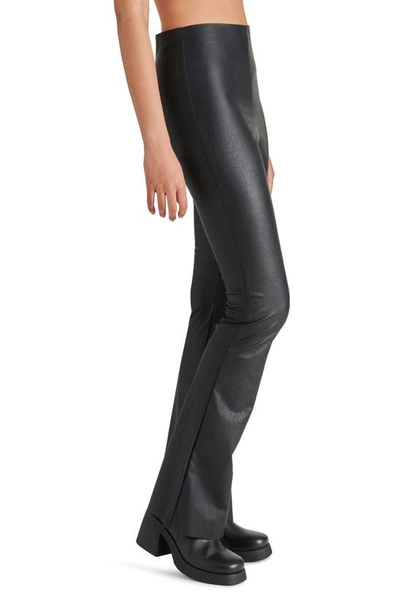 Shop Steve Madden Citrine Pull-on Faux Leather Flare Pants In Black
