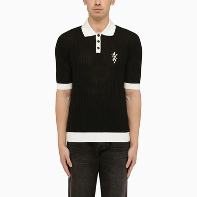 Shop Amiri Short Sleeve Polo And White In Black