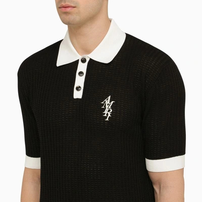 Shop Amiri Short Sleeve Polo And White In Black