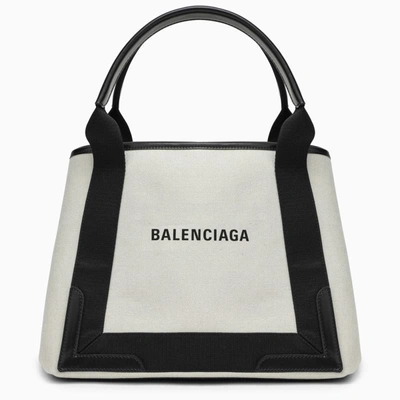Shop Balenciaga Cabas Bag Small Cream Canvas In Beige
