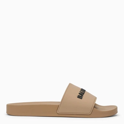 Shop Balenciaga Slide Sandals In Beige