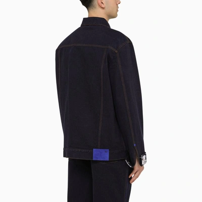 Shop Burberry Indigo Denim Jacket With Contrasting Cuffs In Blue