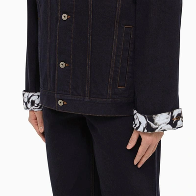 Shop Burberry Indigo Denim Jacket With Contrasting Cuffs In Blue