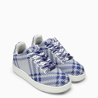 Shop Burberry White/blue Check Pattern Box Sneaker