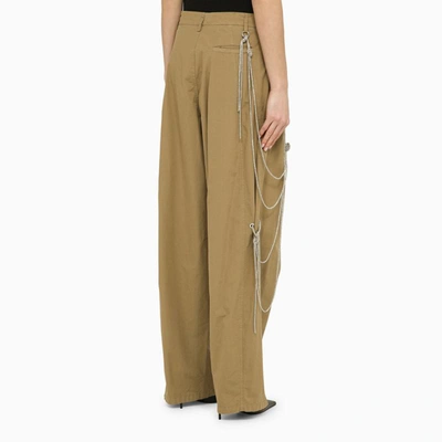 Shop Darkpark Phebe Wide Trousers With Chains In Beige