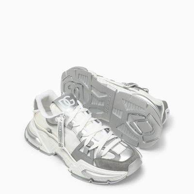 Shop Dolce & Gabbana Dolce&gabbana Air Master Silver/white Fabric Sneaker In Metal