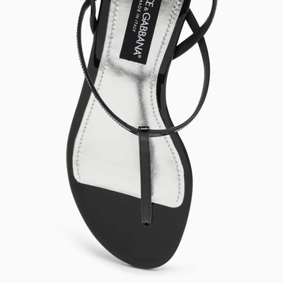 Shop Dolce & Gabbana Dolce&gabbana Patent Thong Sandal With Chain In Black