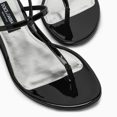 Shop Dolce & Gabbana Dolce&gabbana Patent Thong Sandal With Chain In Black