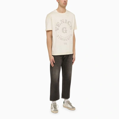Shop Golden Goose White Oversize T-shirt With Print In Beige
