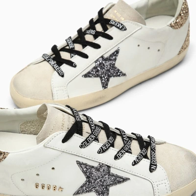 Shop Golden Goose White/silver/gold Super-star Sneaker